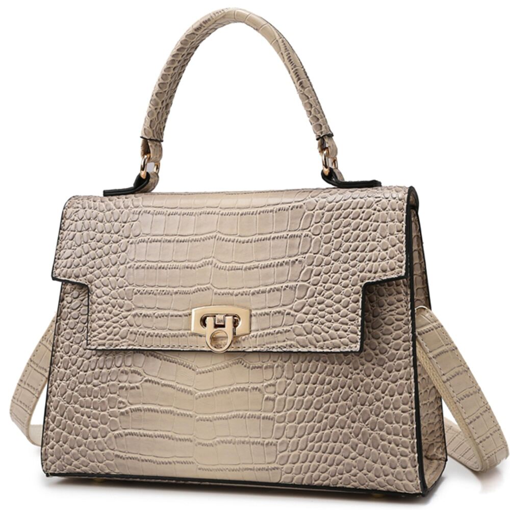 7164 Shoulder Bag Pu Leather Handbags Crocodile Pattern Top Handle Purse